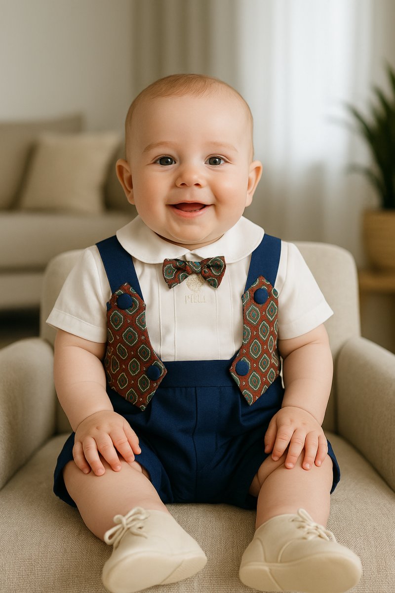 Conjunto Bautismo Jardinero y Camisa Manga Corta