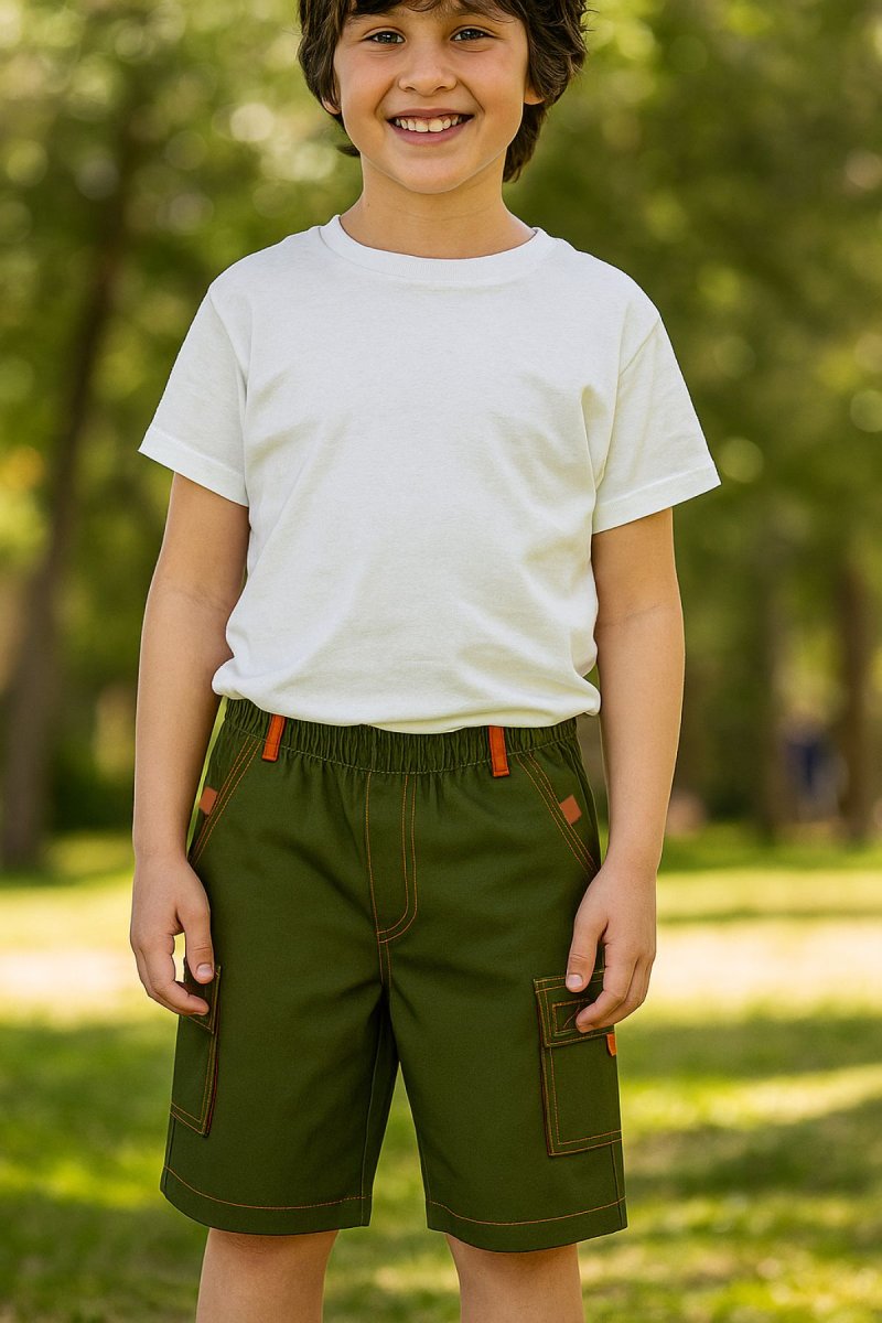 Bermuda Gabardina Con Cintura Elastizado Tipo Cargo