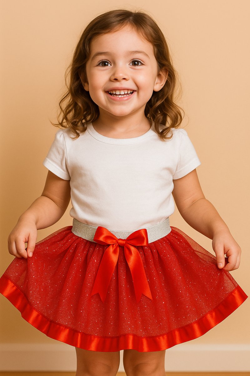 Tutu Doble Capa Liso Glitter Con Elástico