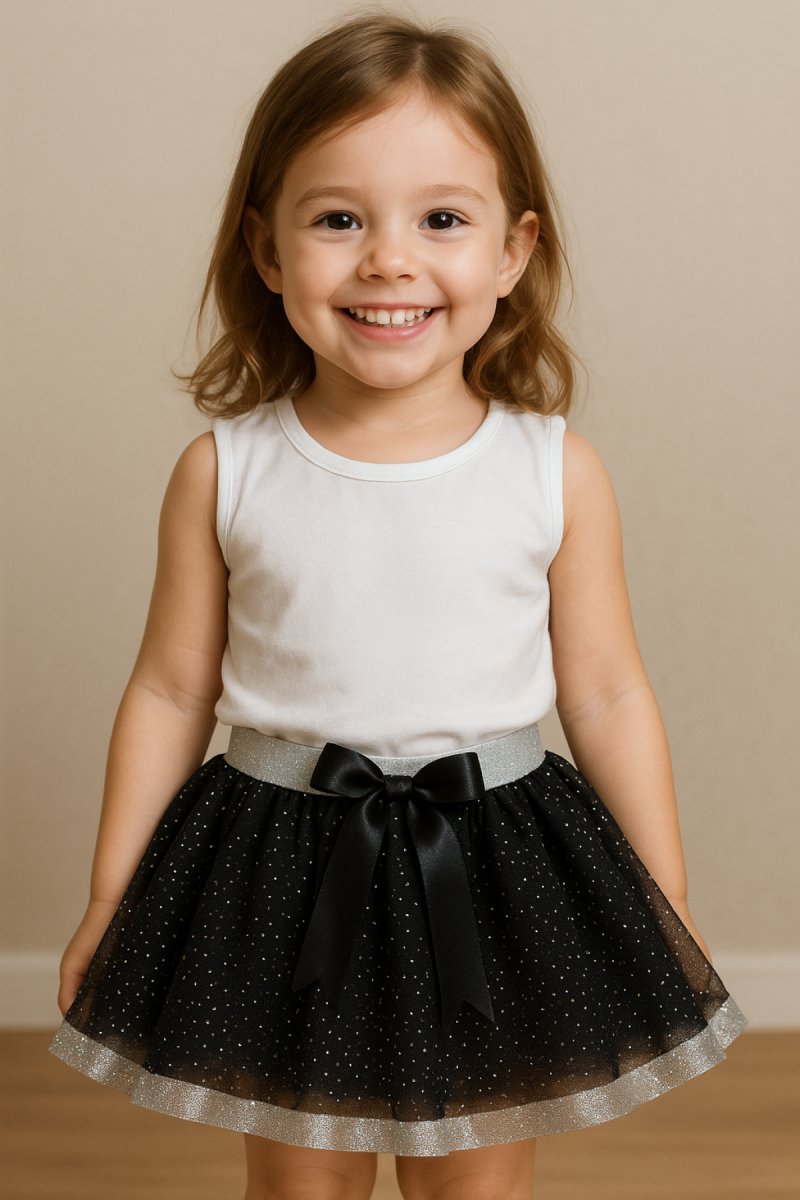 Tutu Doble Capa Liso Glitter Con Elástico