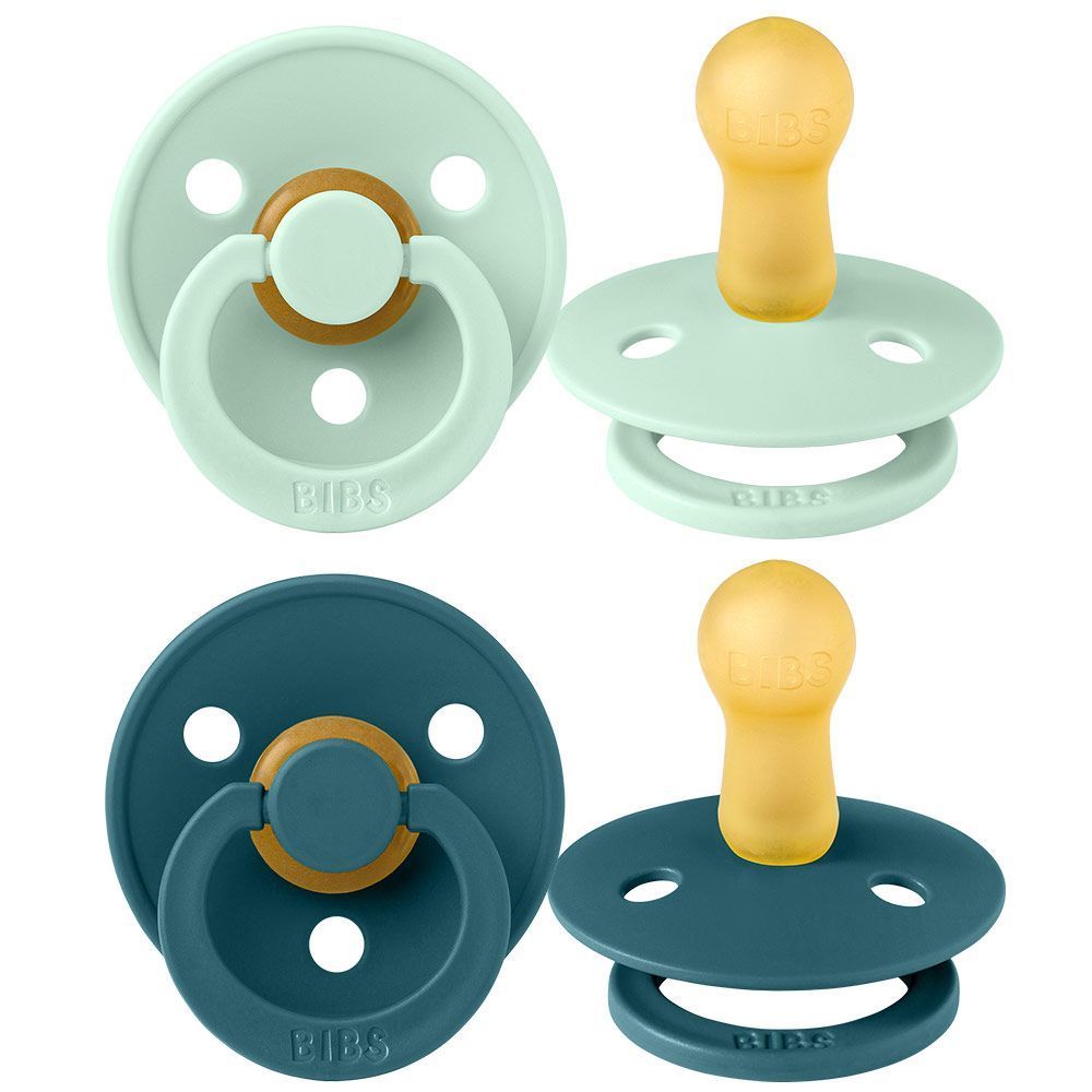 Chupete Bibs Colour Pacifier x 2 - Nordic Mint / Forest Lake - Tetina De Caucho Natural - Latex - 0-6 Meses