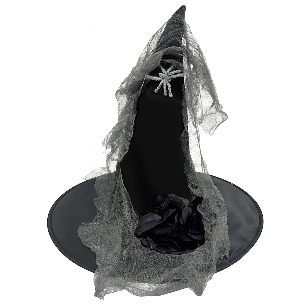 Sombrero Gorro De Brujas Con Harapos Y Araña