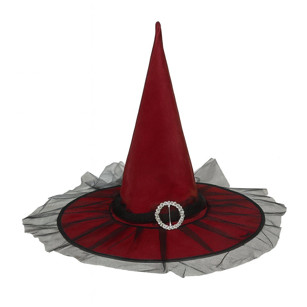 Sombrero Gorro De Brujas Con Tul Y Hebilla