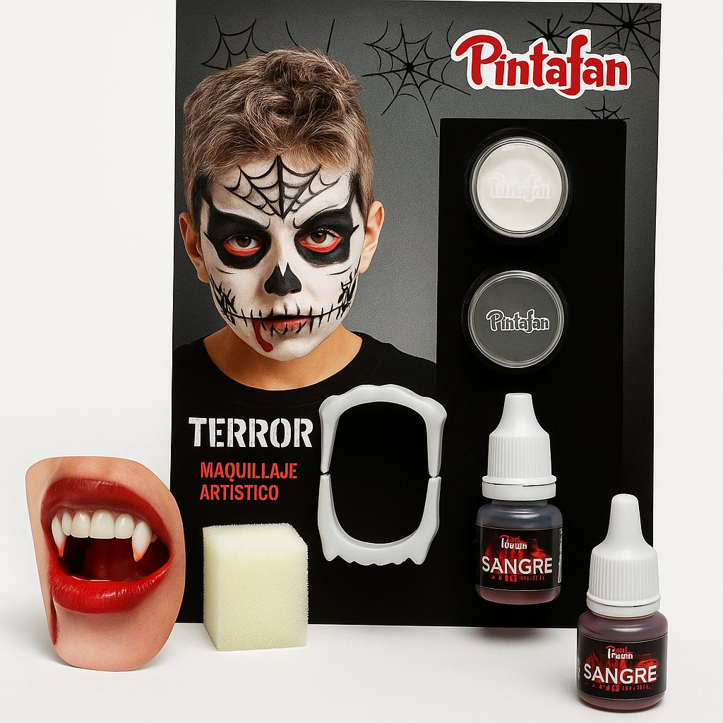 Pintafan Maquillaje Artistico Dracula Con Dientes Y Sangre Halloween