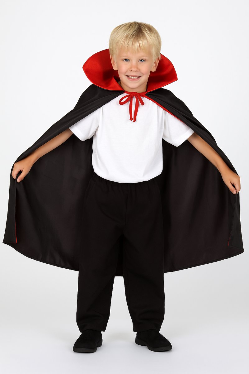 Capa Con Cuello Rojo Niño - Disfraz Halloween