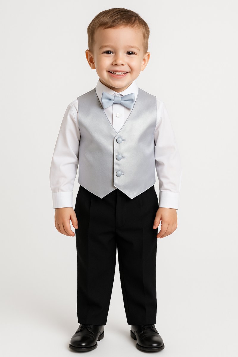 Conjunto De Chaleco Camisa Moño Y Pantalon en Tela Mecanica