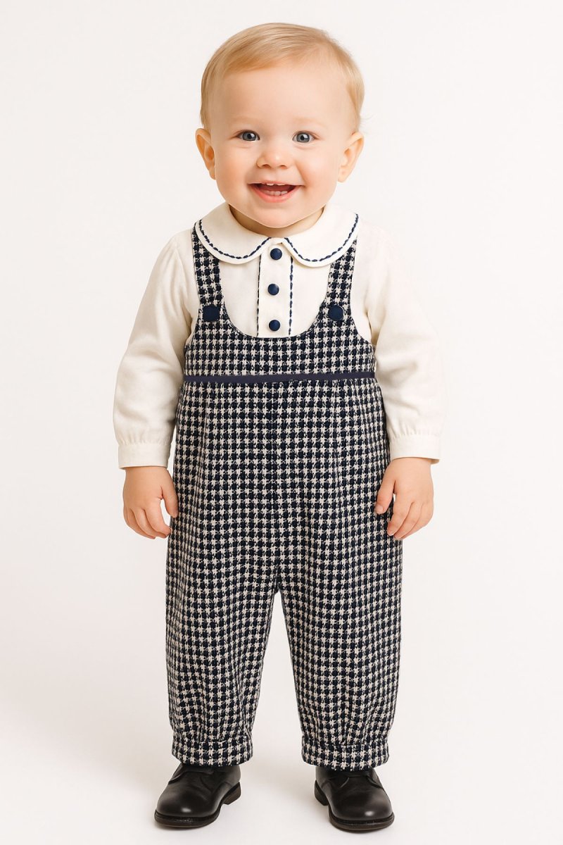 Conjunto Jardinero Pantalon Sarga Pied De Poul y Camisa Viyela