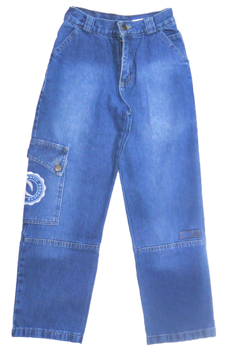 Pantalon cargo jean clasico con estampa en bolsiilo