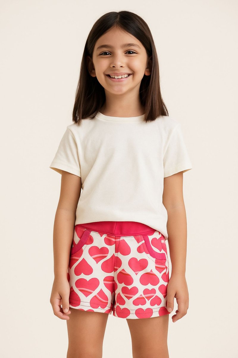 Short Algodon Rustico Estampado Corazones