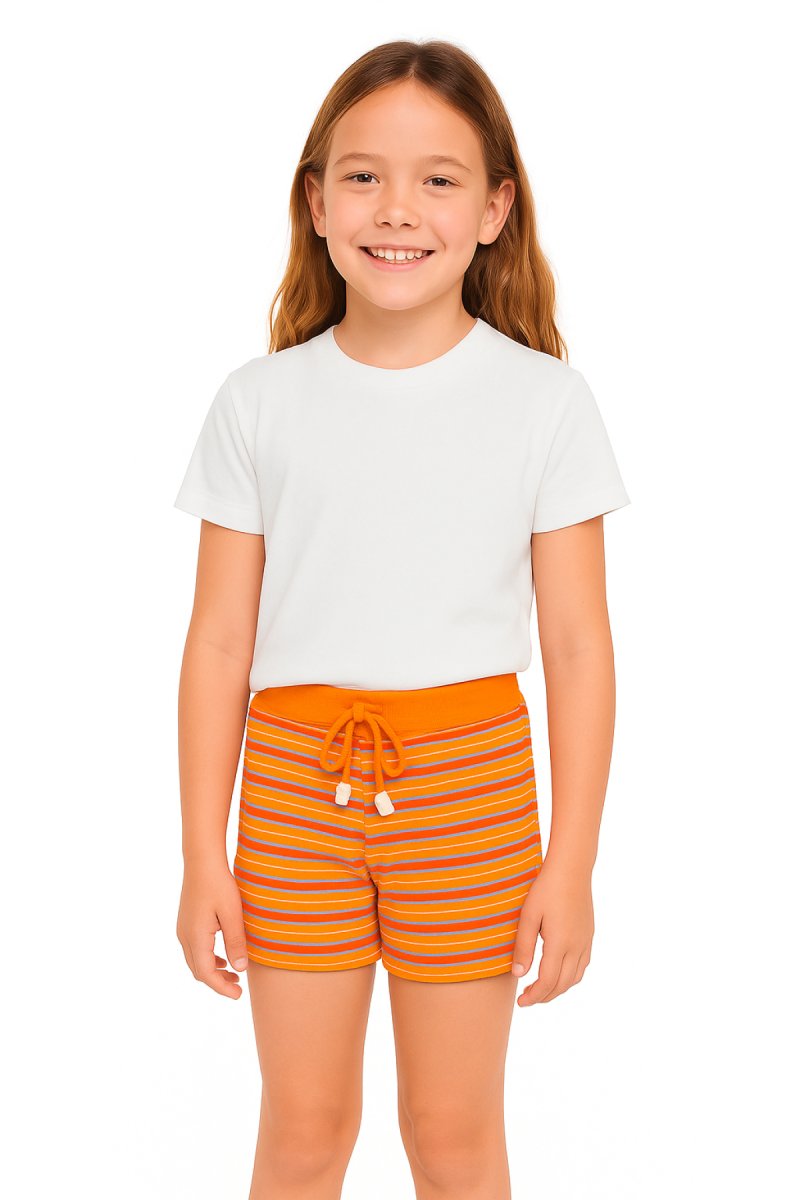 Short Algodon Rayado Con Cintura Regulable