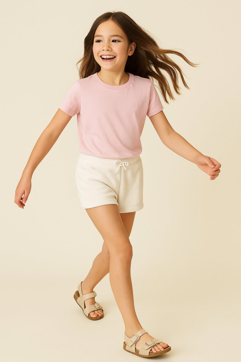 Short Algodon  Toalla Liso Con Cintura Elastizada