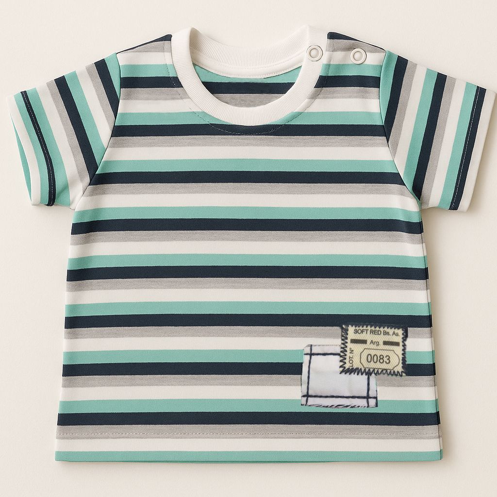 Remera Manga Corta Rayada