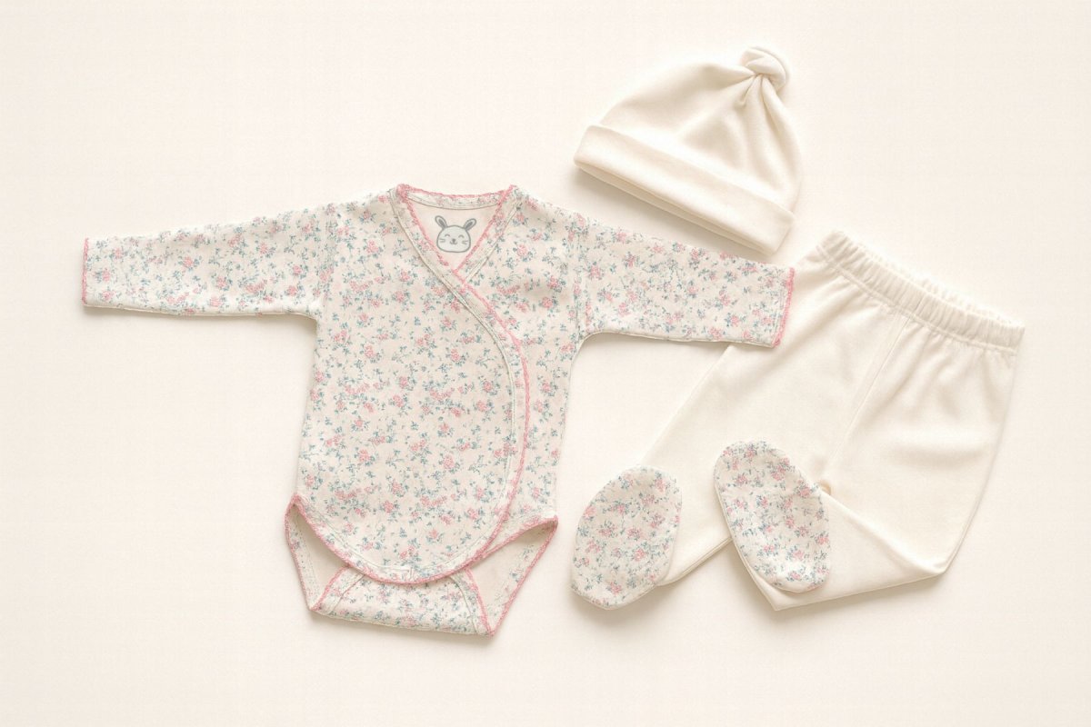 Ajuar Nacimiento Medio Osito Con Pie - Body Manga Larga y Gorro