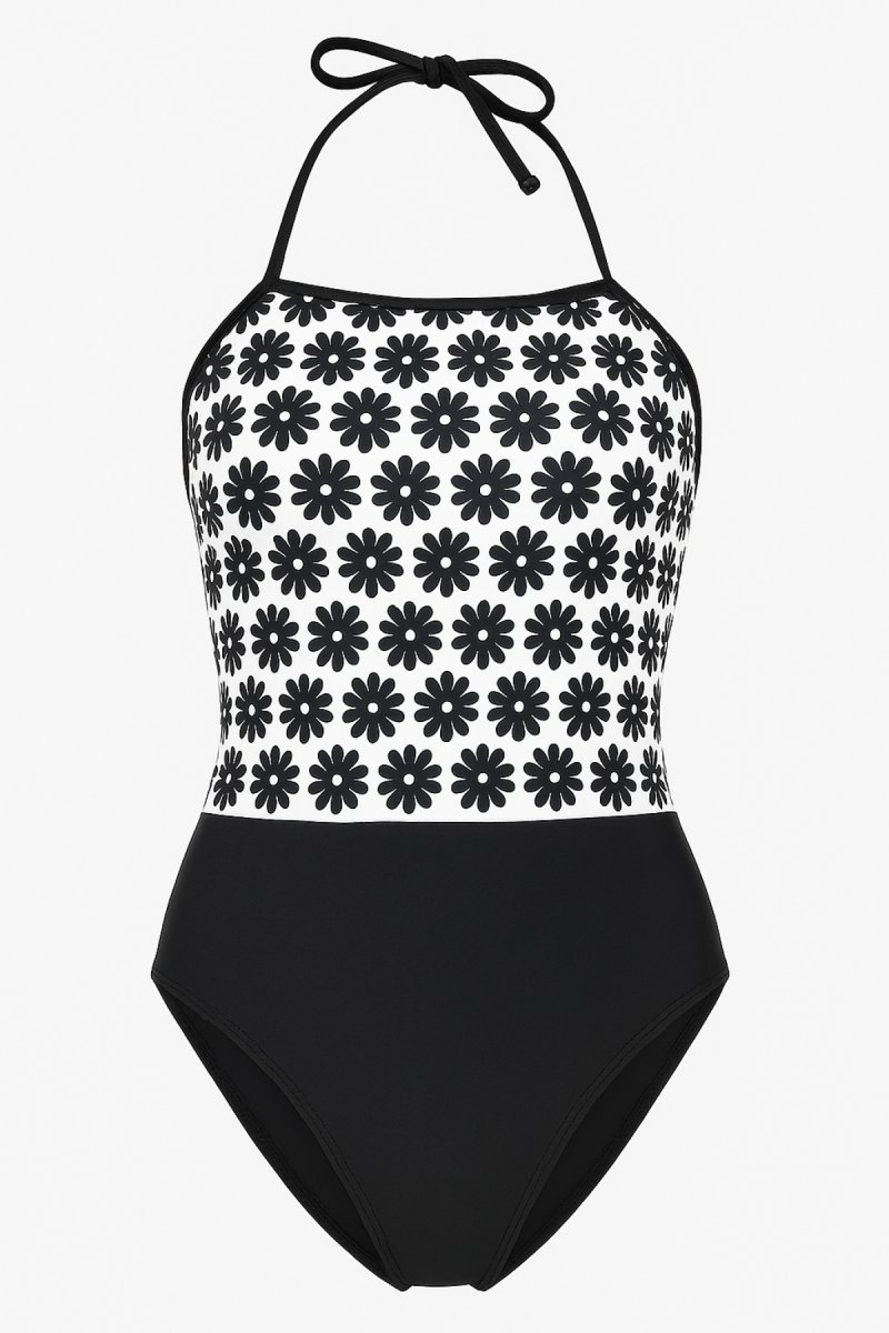 Malla Entera Estampado Flores con Glitter