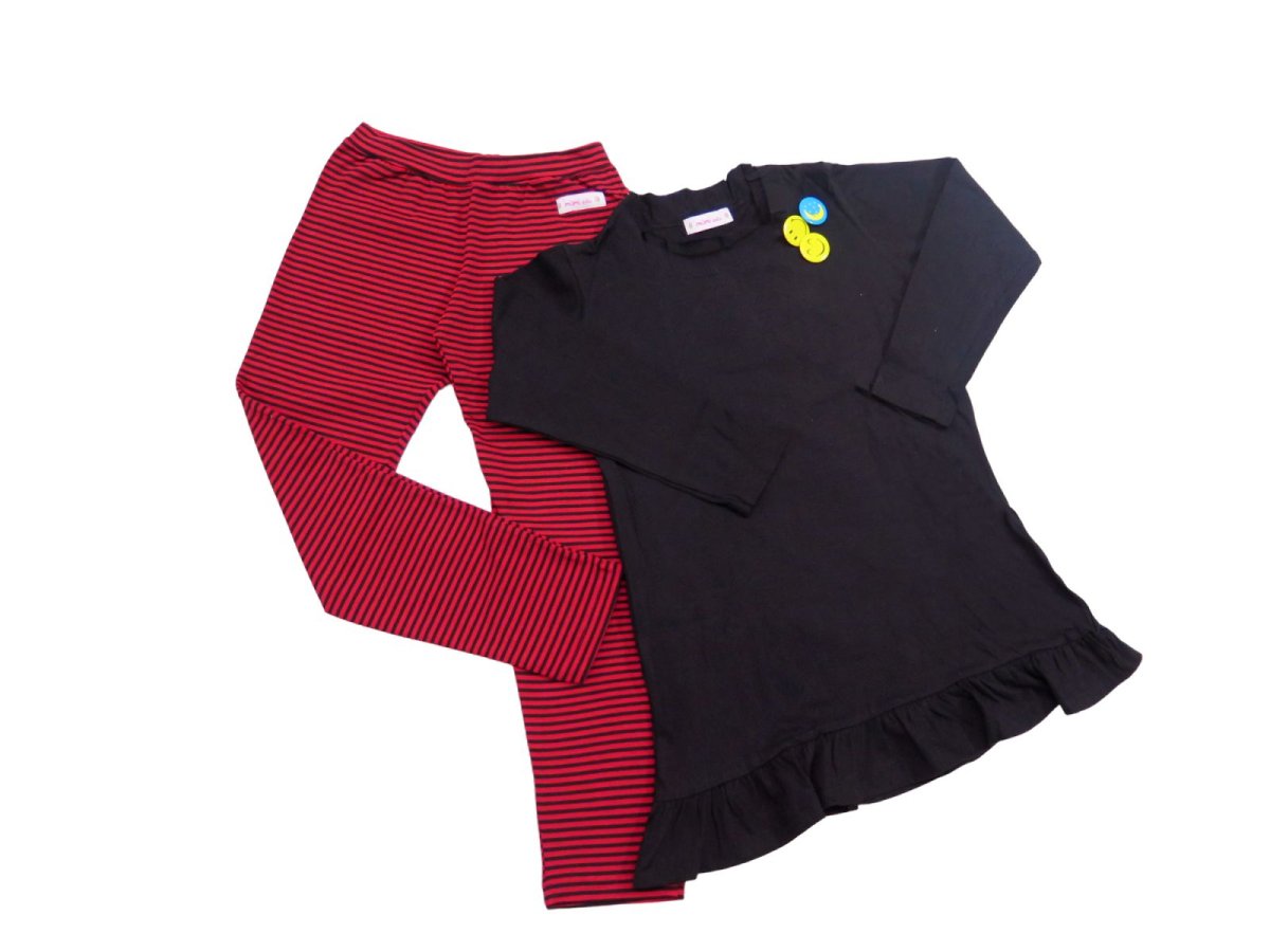 Pijama Invierno Remera Manga Larga con Prendedores y Pantalon Rayado