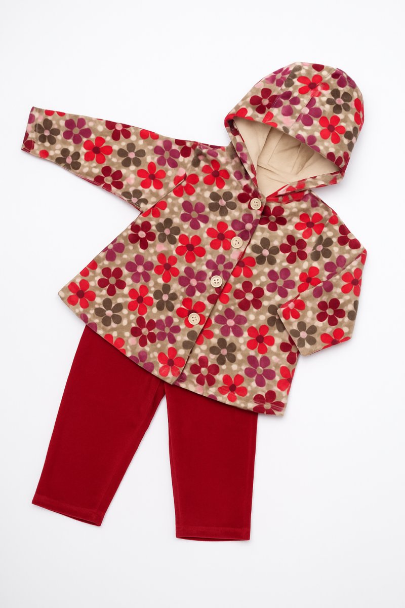 Conjunto Plush Campera Floreada y Pantalon Sin Pie