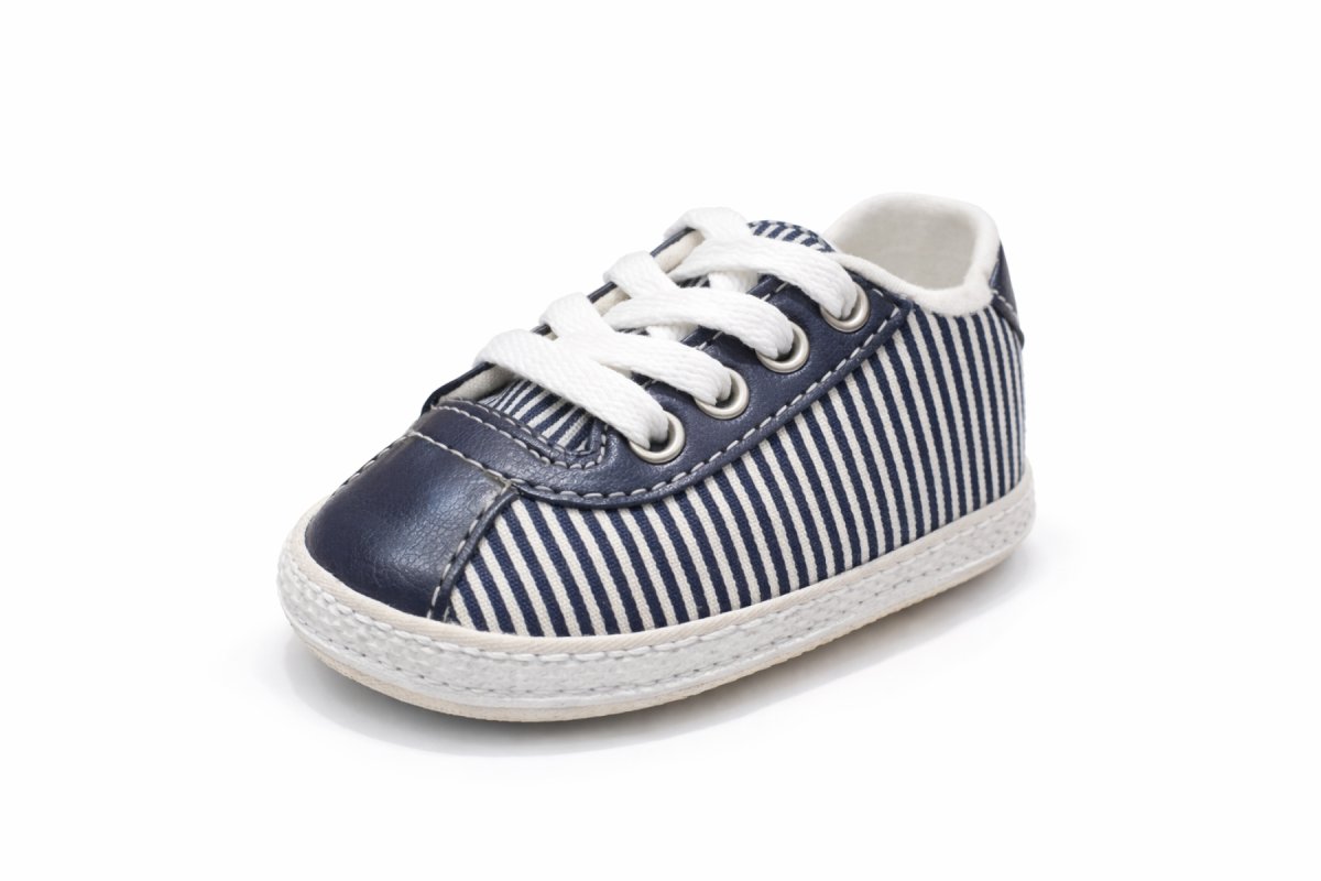 Zapatilla Lona Rayada Cordon Con Base