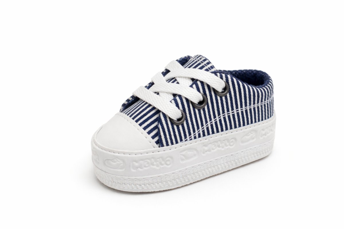 Zapatilla Lona Con Base Cordones Rayada
