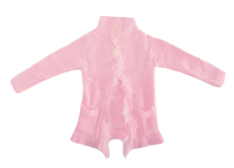 Saco Tejido Cuello Polera con Flecos