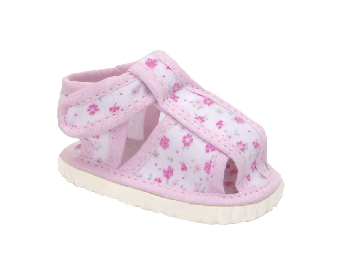 Sandalia floreada velcro con base