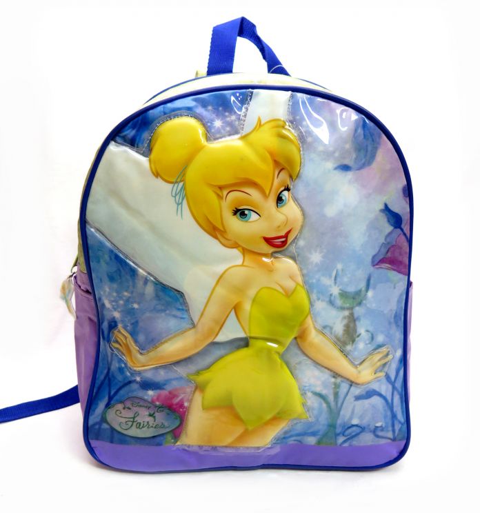 Mochila mediana Disney Fairies frente todo vinilico con Campanita en relieve