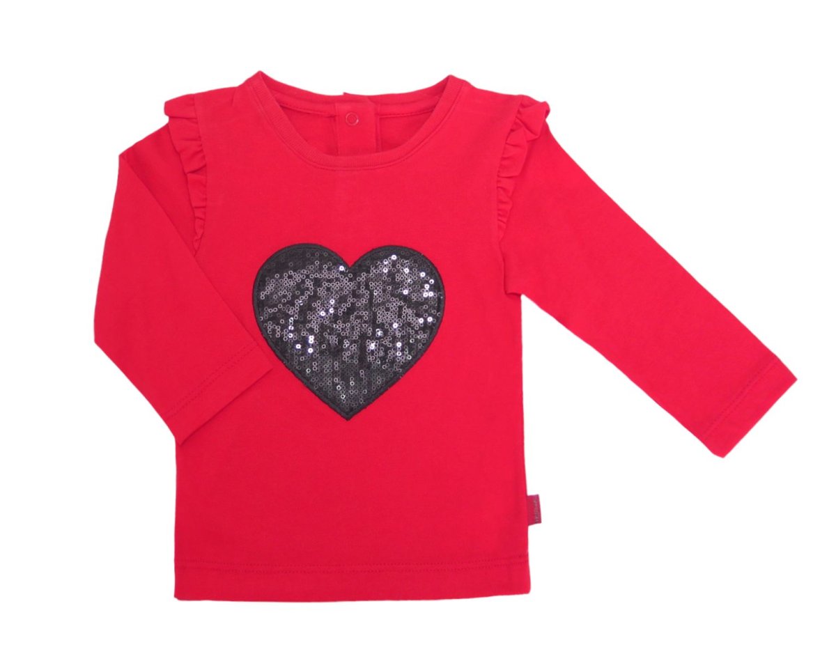 Remera Manga Larga Estampado Corazon Con Brillo