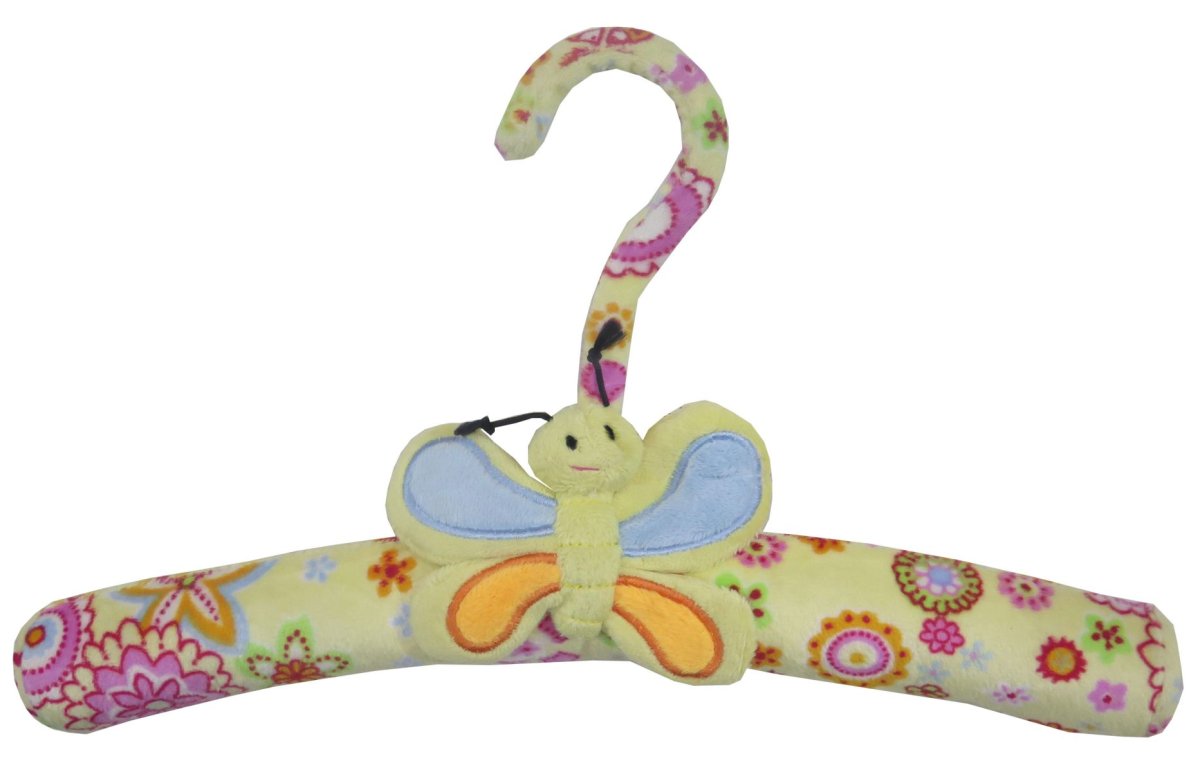 Percha peluche con mariposa colorida