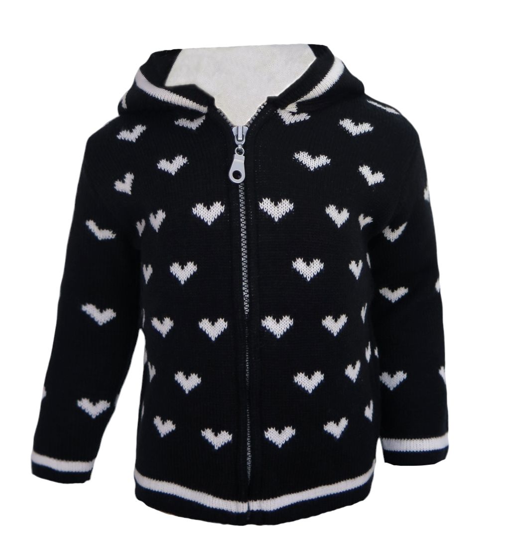 Campera Tejida con Cierre Bordado Corazones