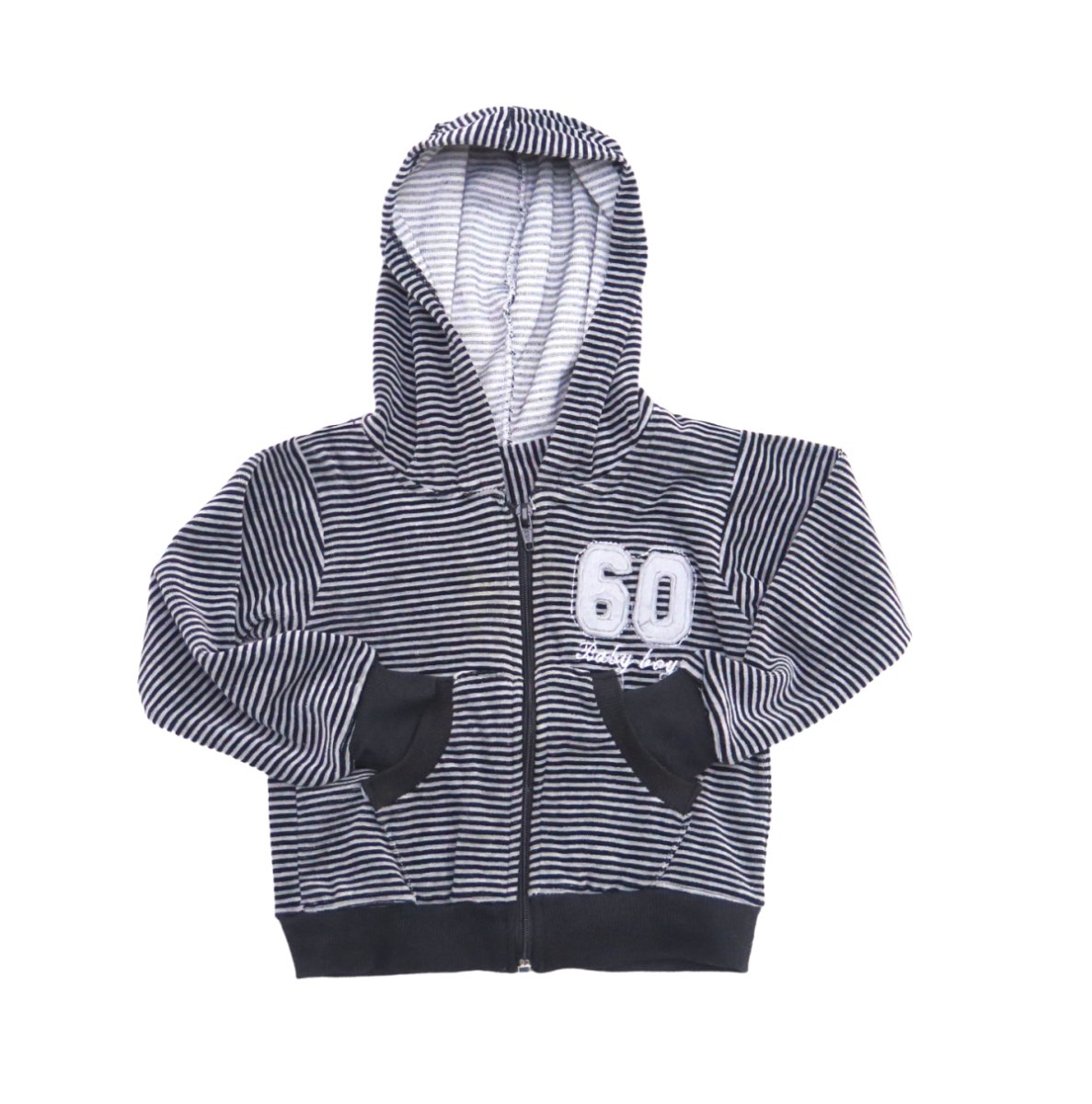 Campera de Plush con Capucha Estampado Rayada