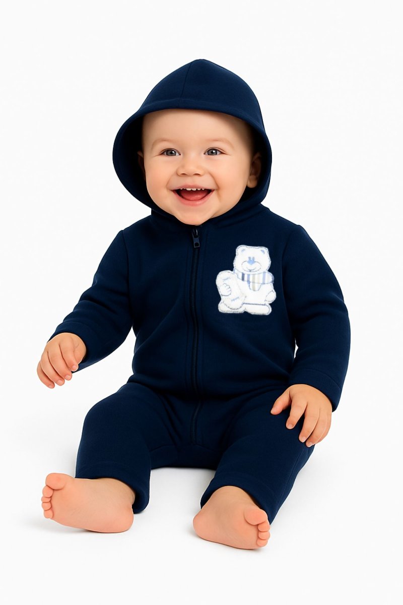 Enterito Polar con osito bordado Pie y Mano Rebatible