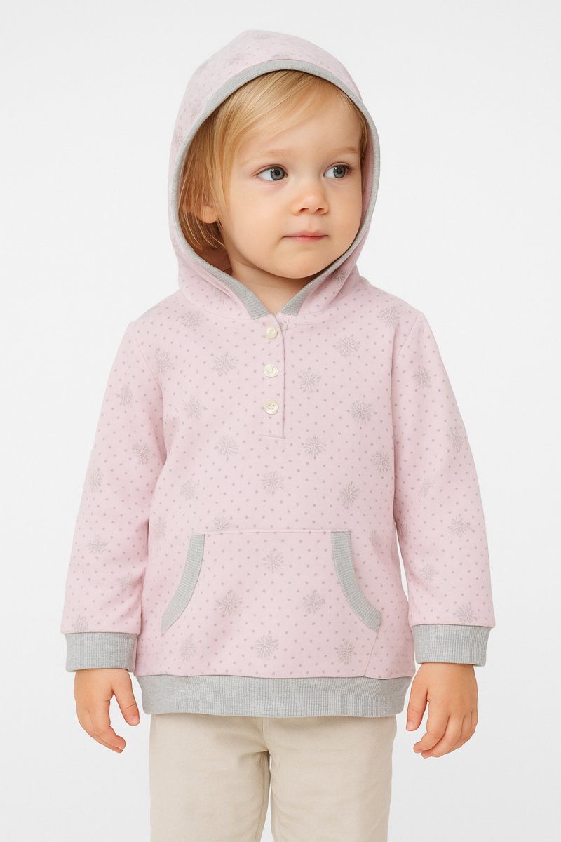 Buzo Frizado con Capucha Estampado Lunares y Hojas