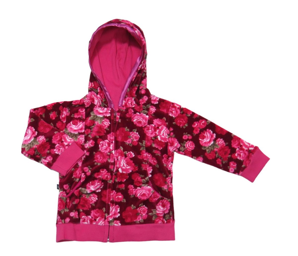 Campera de Plush con Capucha Estampada Floreada