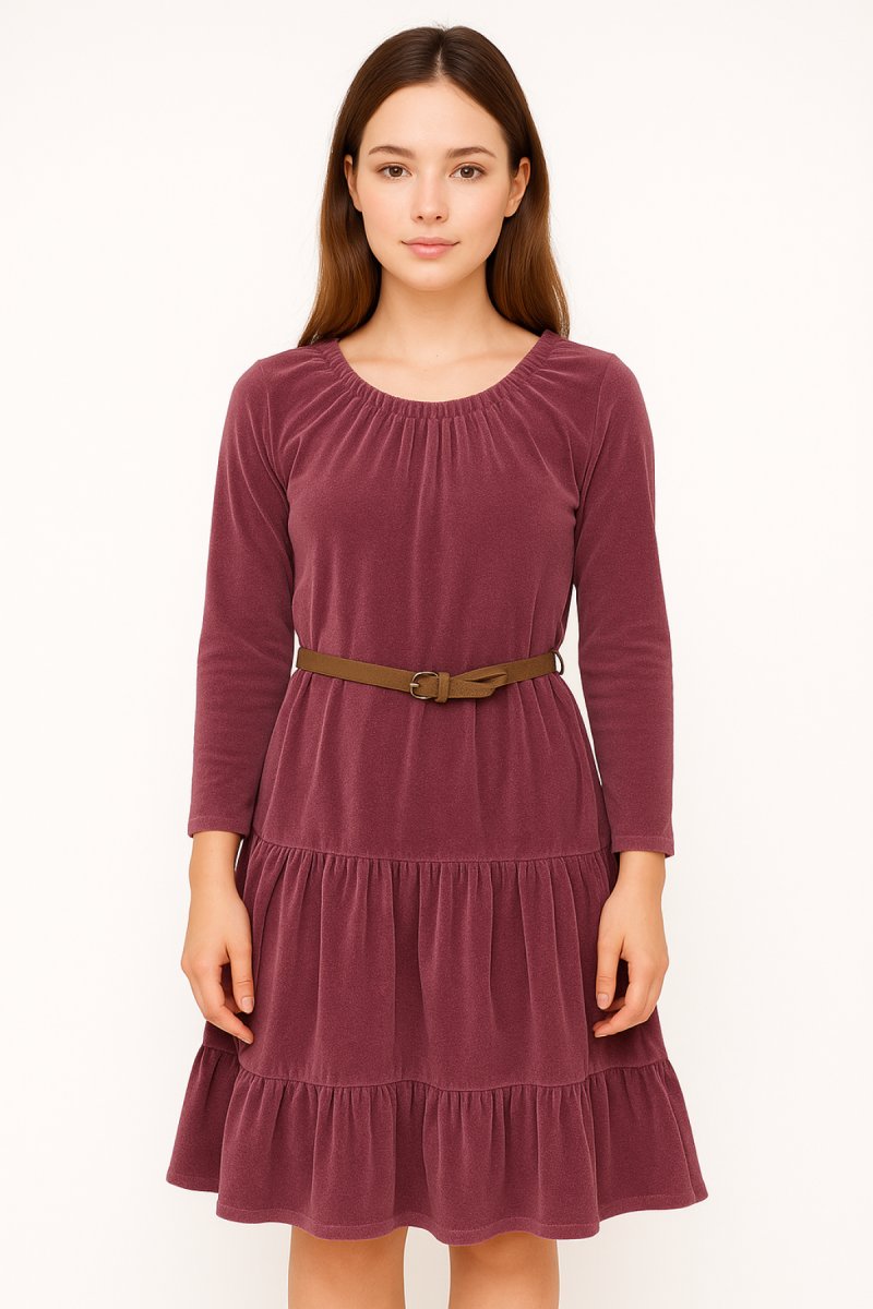 17396 Vestido plush manga larga