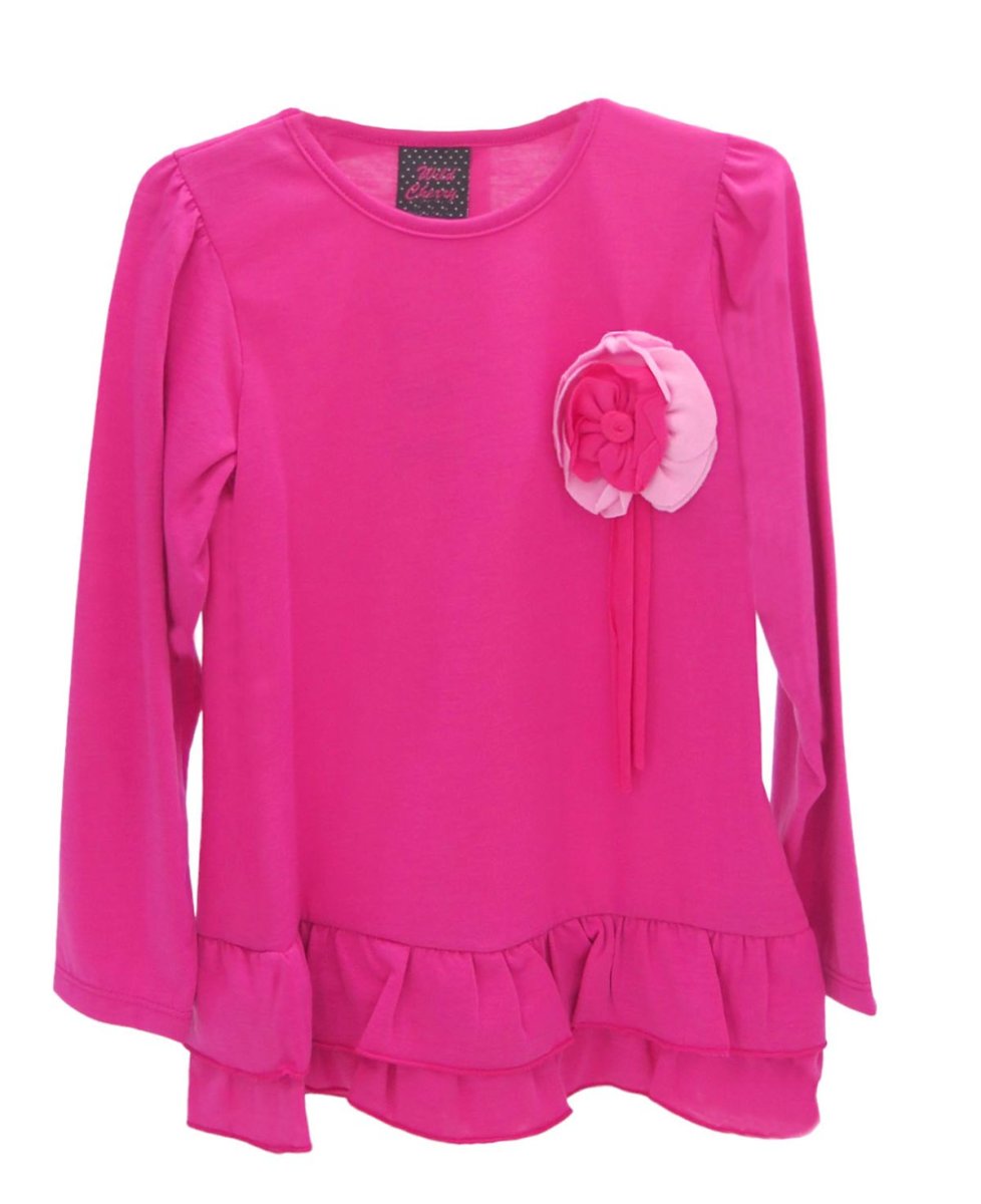 Remera Larga con Volados Manga Larga