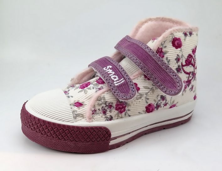 Bota Corderoy con Velcro Estampado Flores