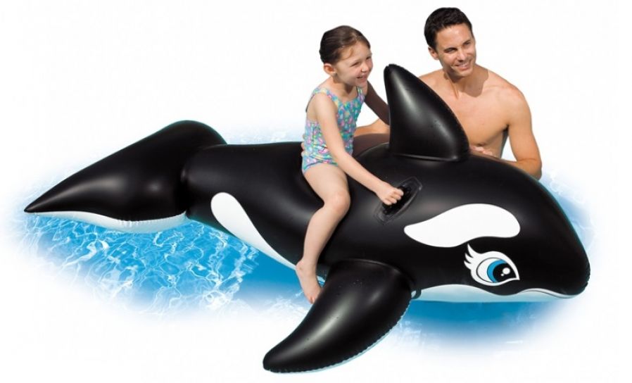 Orca - Ballena Inflable con manijas - 203 cm x 102 cm