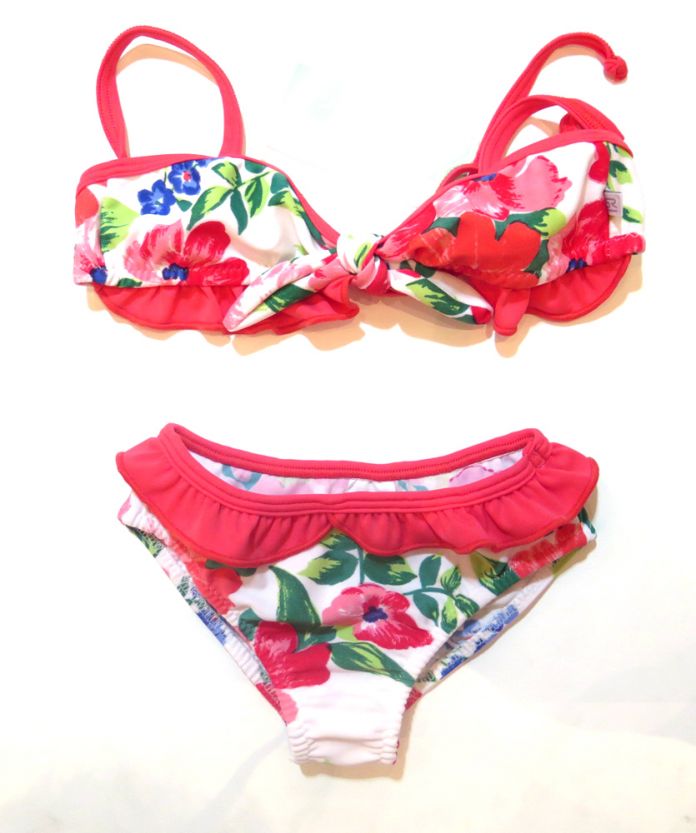 Bikini Malla 2 Piezas Estampado Flores y Volado