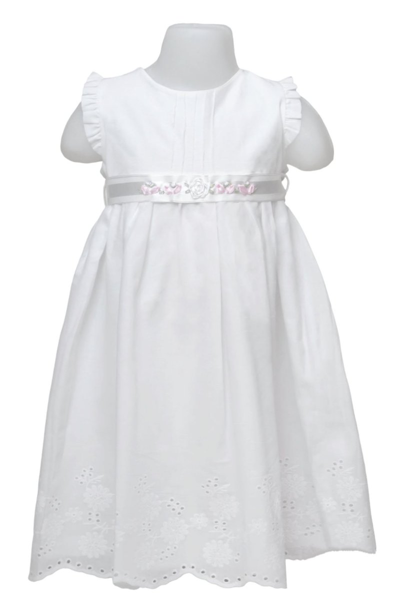 Vestido Blanco Rococo Broderie calado y alforzas