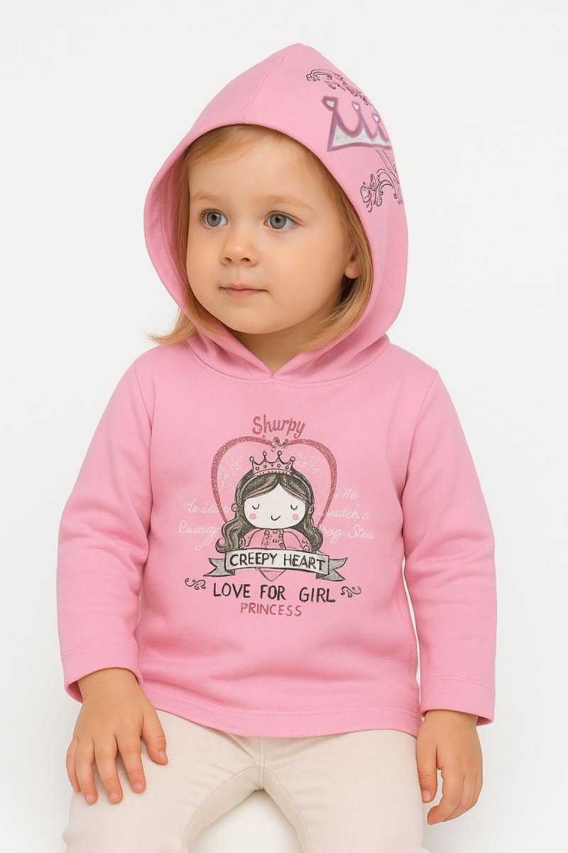 Buzo Frizado  Estampado Corona con Capucha