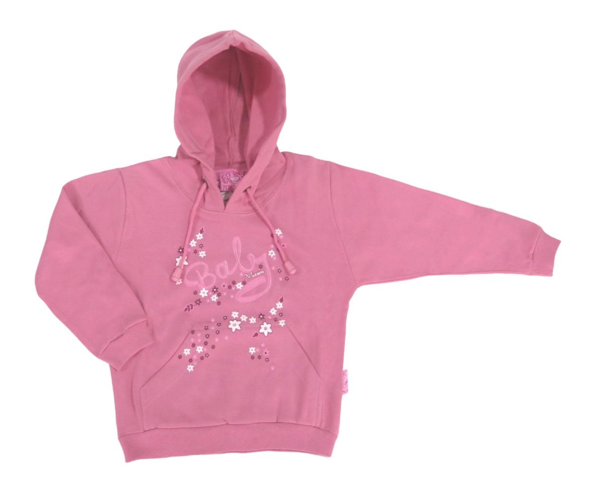 Buzo Frizado Estampado Flores y Brillo con Capucha