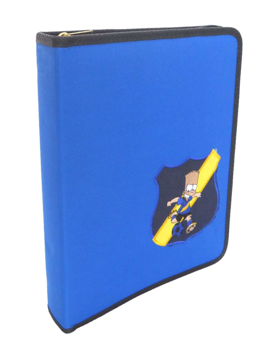 Carpeta N° 3 Forrada En Tela Con Cierre 3 Ganchos - Bordado De Los Simpsons