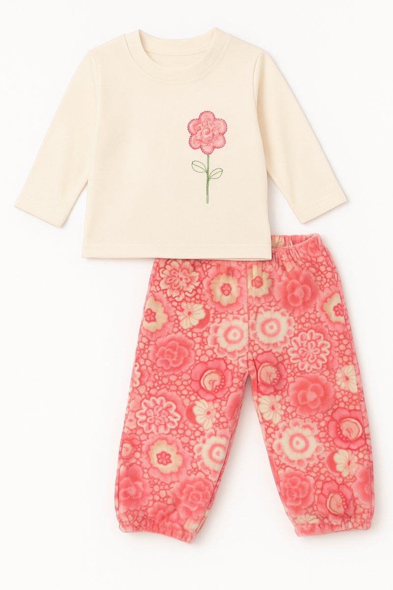 Conjunto Plush Remera y Pantalon Estampado Sin Pie