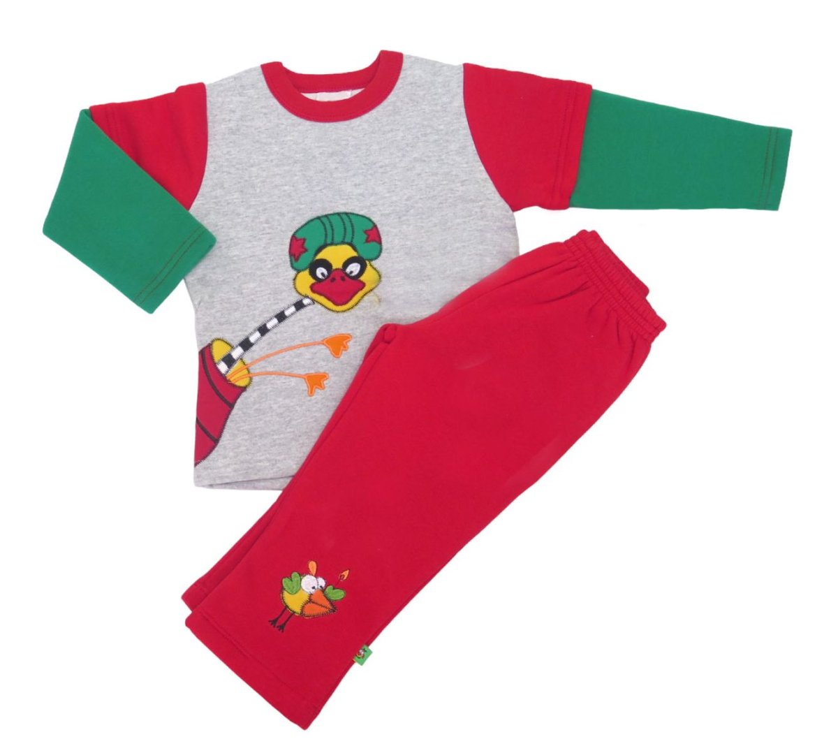 Conjunto de Jogging: Buzo + Pantalon - bebe - bordado pajarito rojo gris