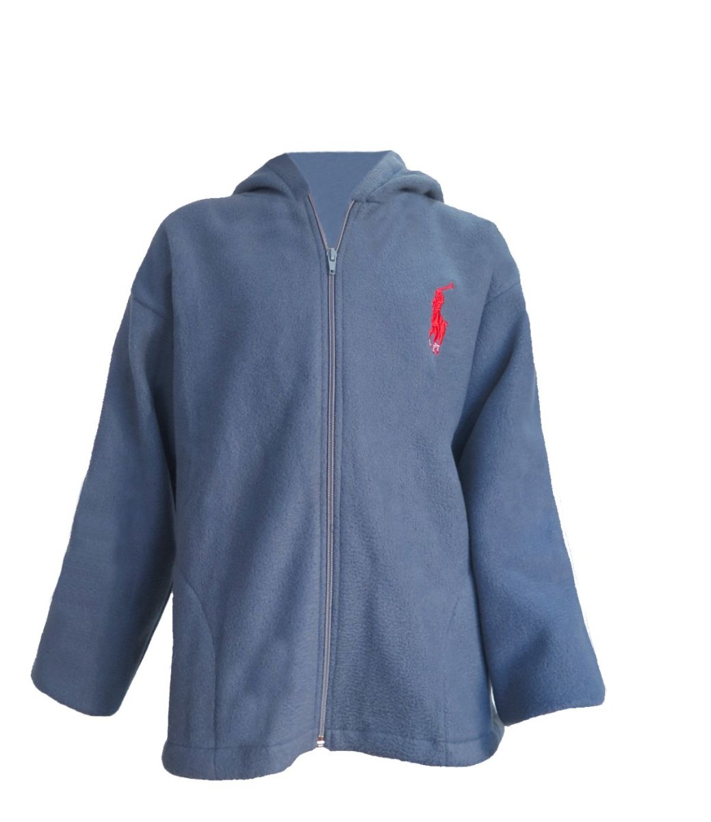 Campera polar bordado polo con capucha y cierre