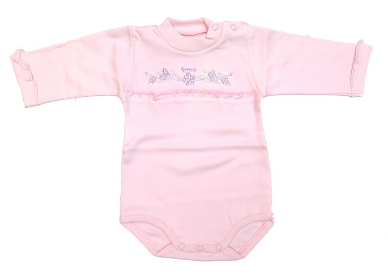 Body Manga Larga Bordado Con Volado