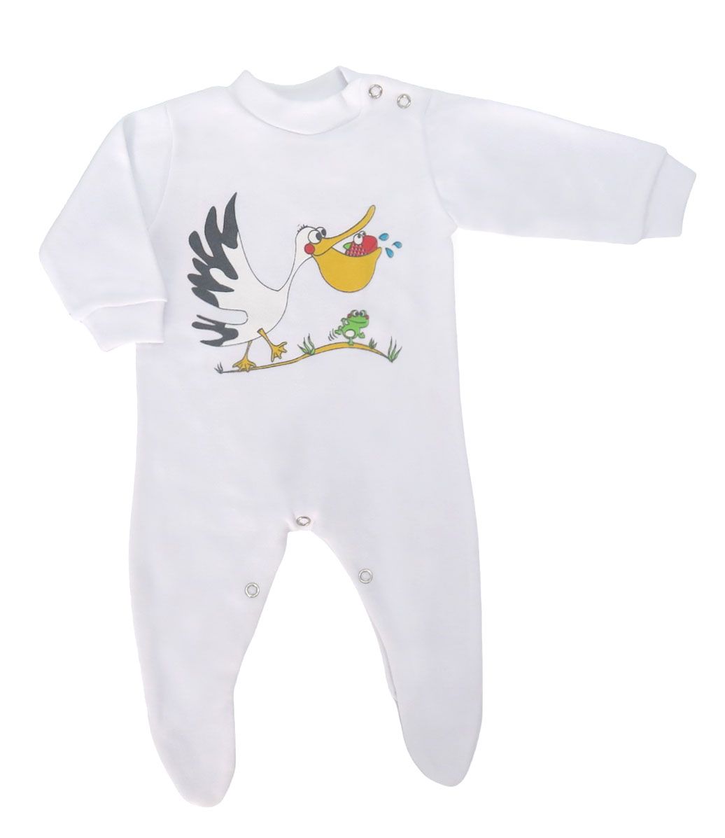 Enterito Bebe De Algodon Pata Larga Con Estampado de Pelicano