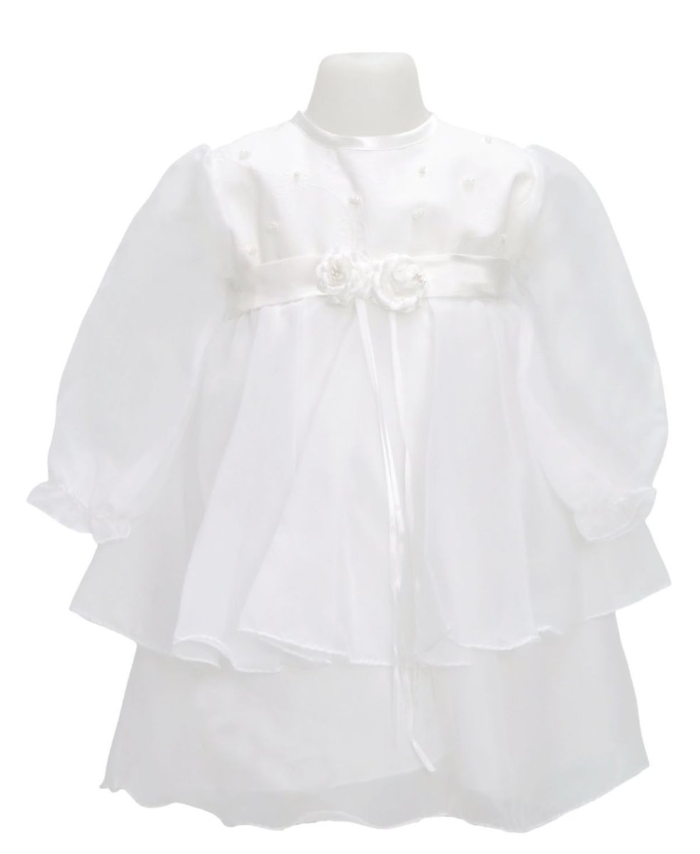 Vestido Bautismo Manga Larga 2 Volados