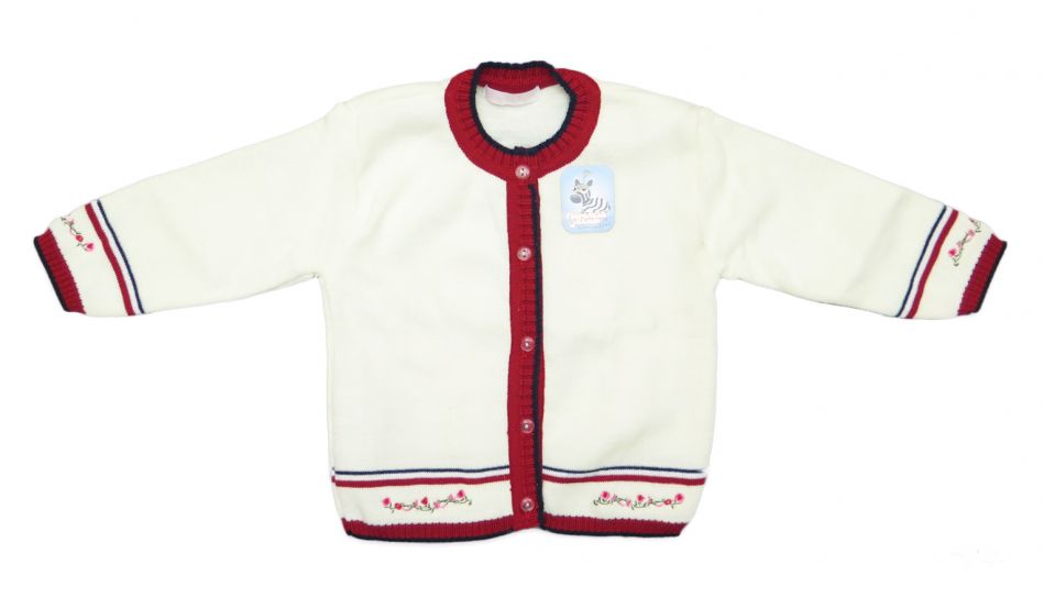 Cardigan Saquito de Cashmilon Nena Rayas y Bordado de Flores