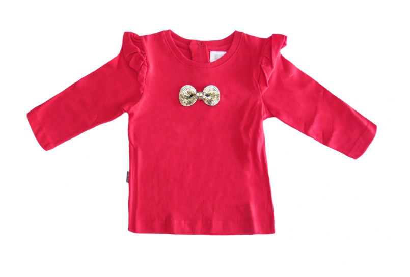 Remera Manga Larga con Moño Dorado