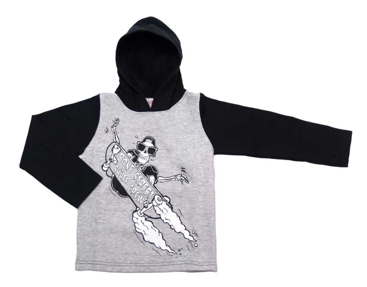 Buzo de Algodon Frizado con Capucha Estampado Esqueleto en Skate